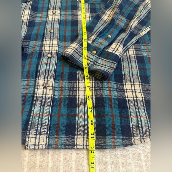 Ariat Flannel Pearl Snap Shirt Men XXL Blue Plaid Retro Fit Western Rodeo Cowboy - Picture 5 of 8